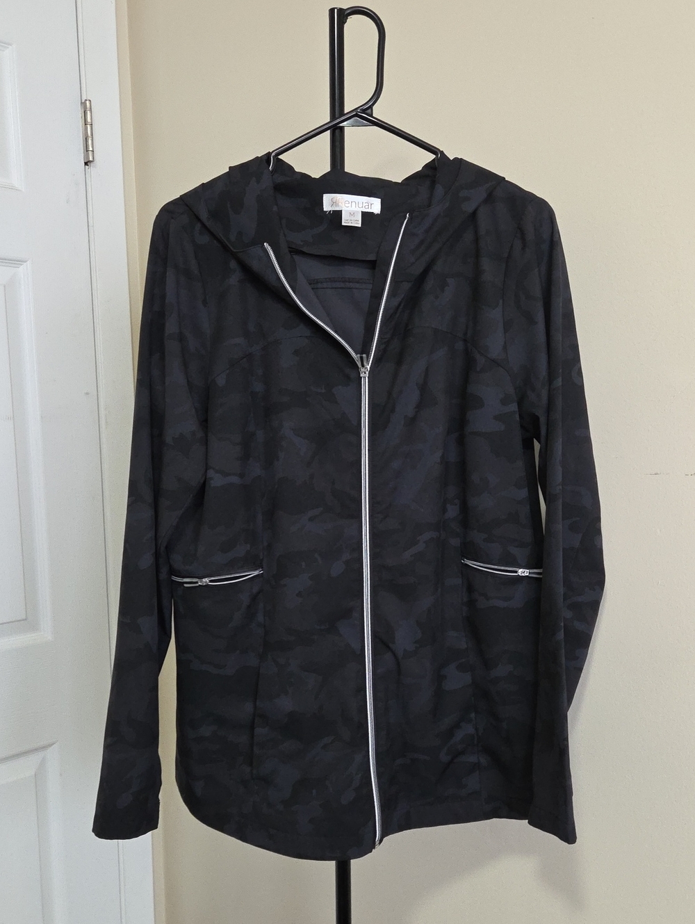 Renuar Black Hooded Camo Zip Jacket